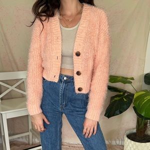 Fuzzy Coral Cropped Cardigan | Wild Fable